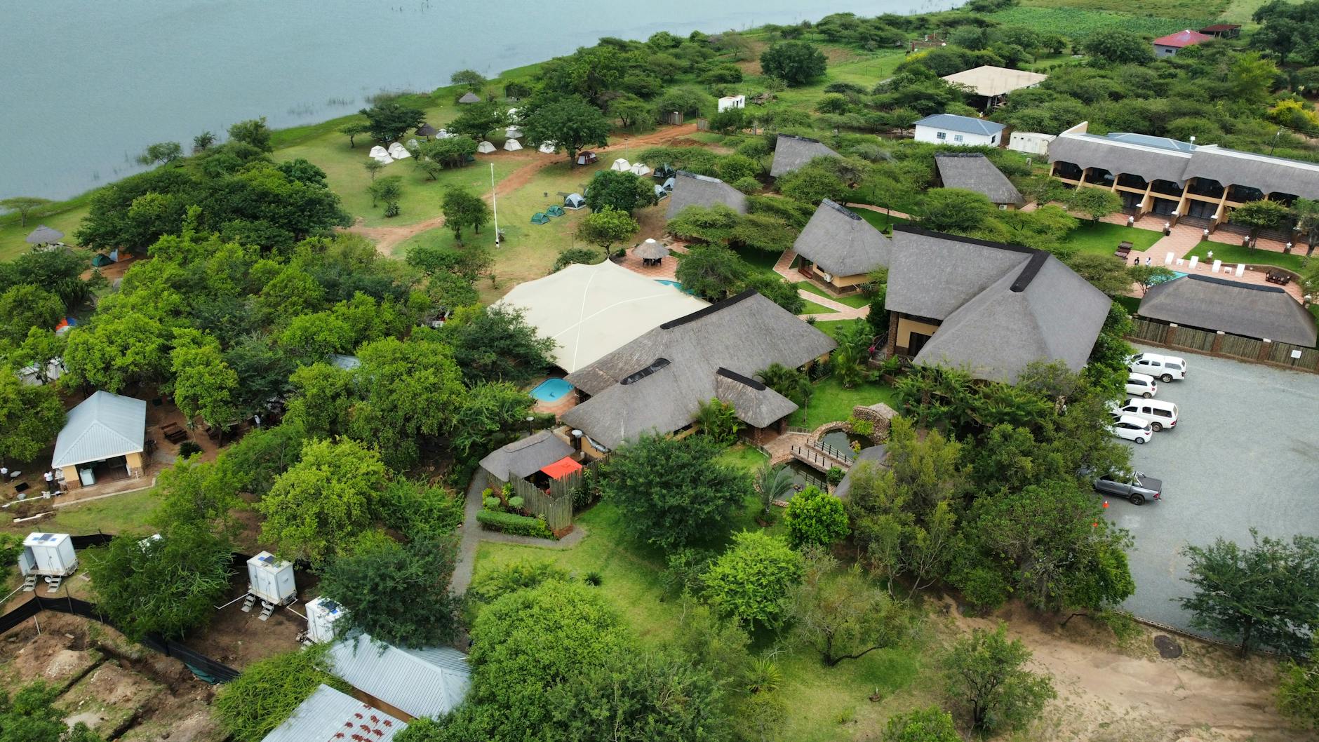 A luxury safari lodge nestled in the Laikipia wilderness with panoramic views across the conservancy