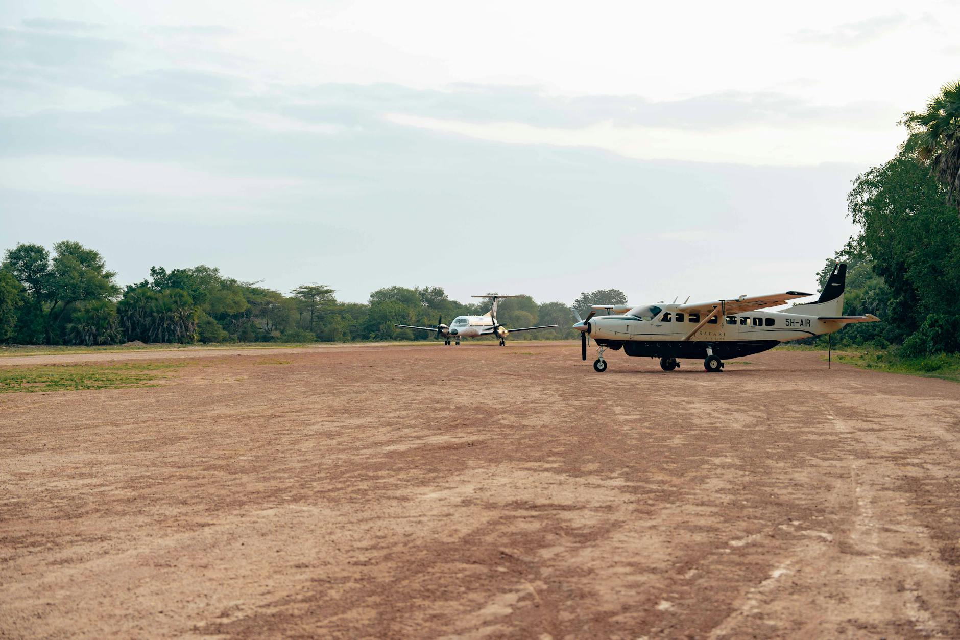 Bush plane at Laikipia Kenya airstrip for domestic safari flights