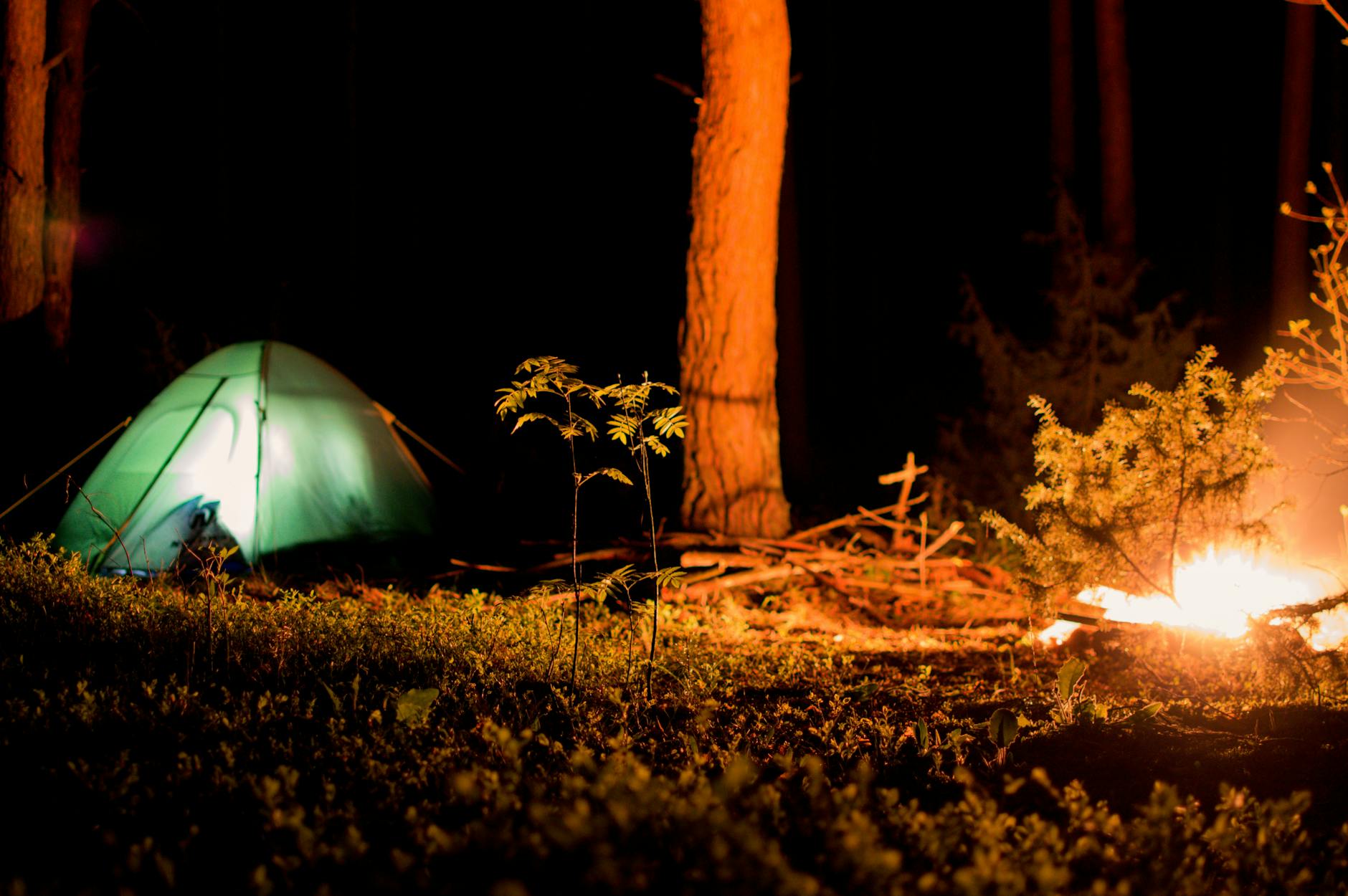 Guests gathered around a campfire under the stars at a Laikipia safari camp
