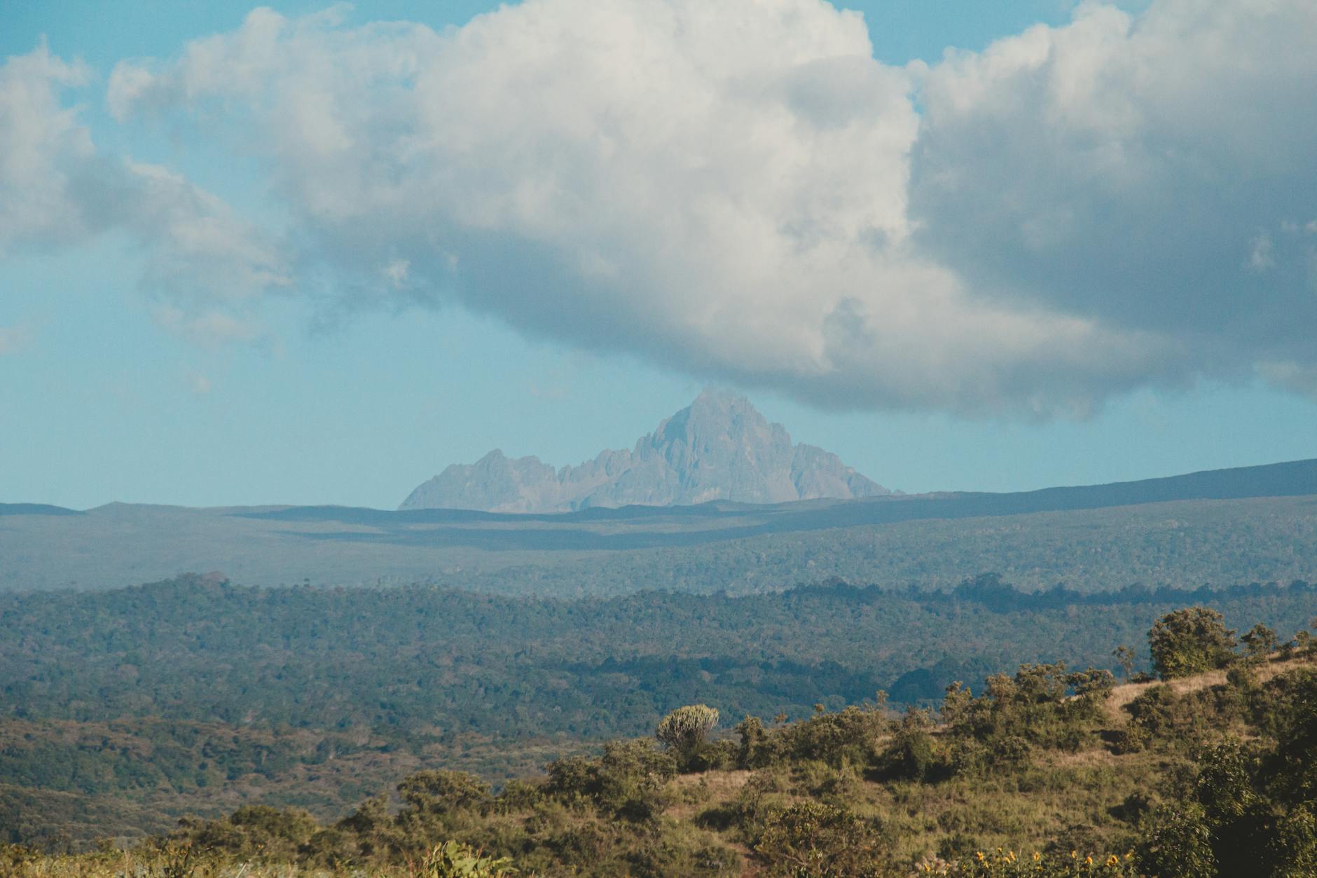 Clear view of Mount Kenya from Laikipia plateau during dry season