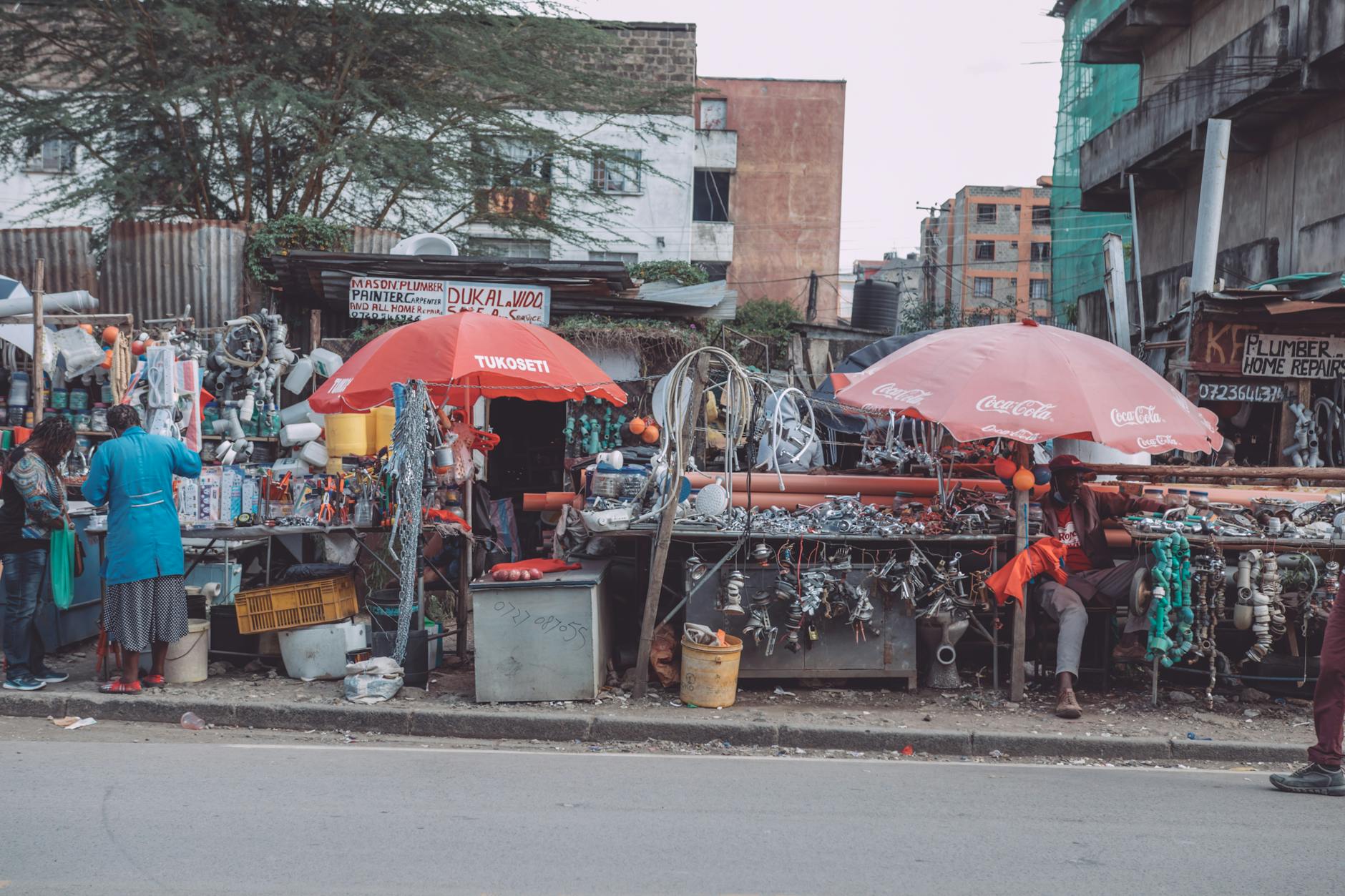 Nanyuki town street market scene Kenya
