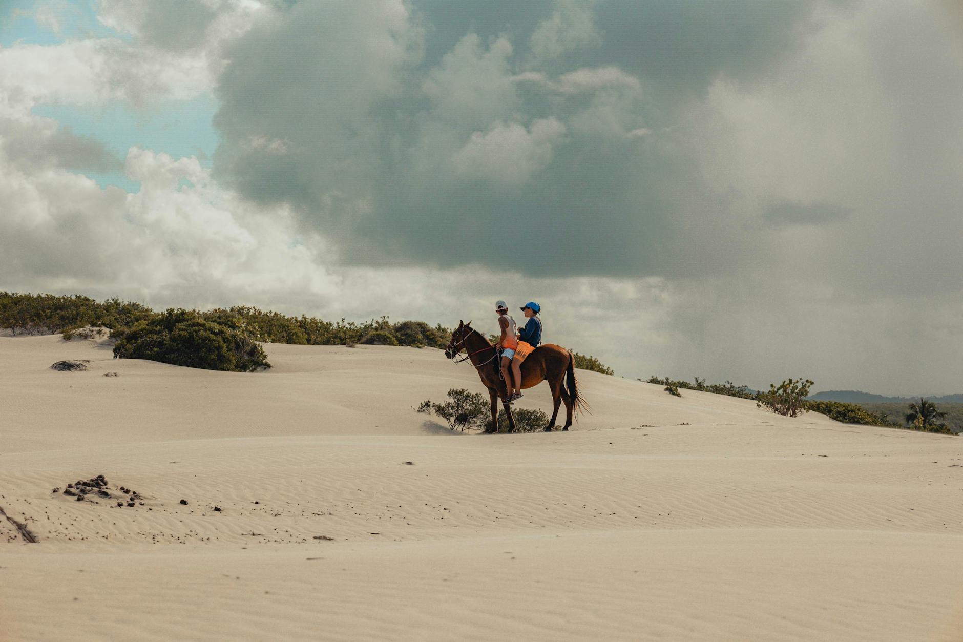 Horseback safari riders crossing the open Laikipia plains alongside wildlife