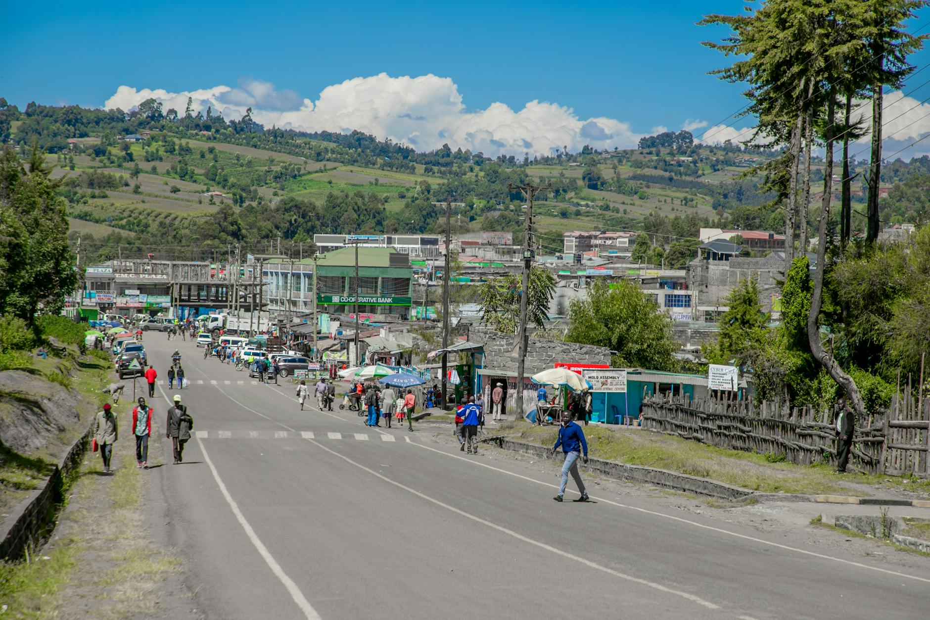 Street life in a Kenyan highland town like Nanyuki near Laikipia
